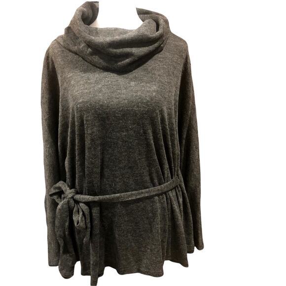 Doe & Rae Poncho Sweater NWT Gray Belted size M - Picture 1 of 9